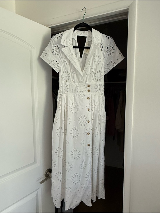 Anthropologie Dresses & Skirts - Anthropologie White Eyelet Button-Front Maxi Dress